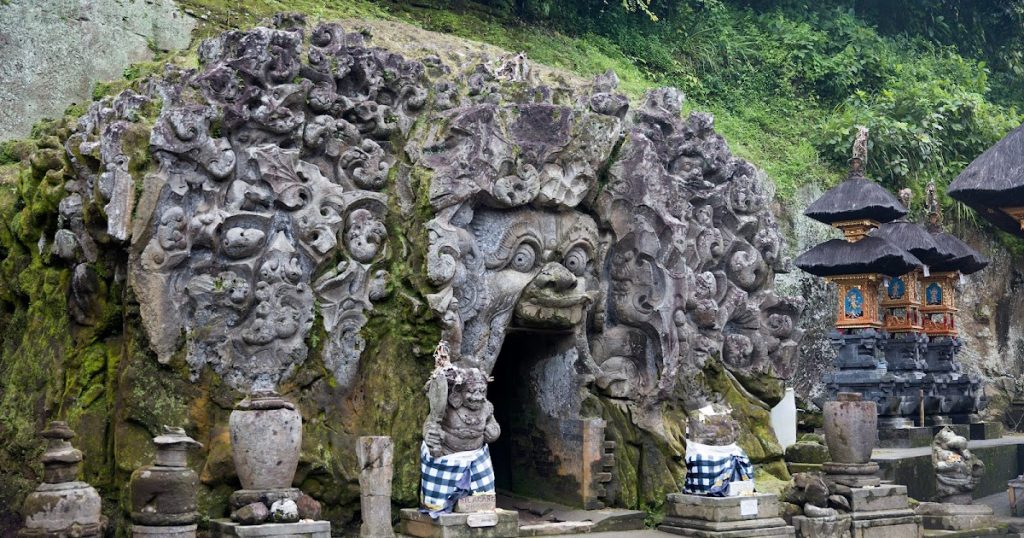 ancient balinese temple goa gajah (elephant cave) on bali island in indonesia